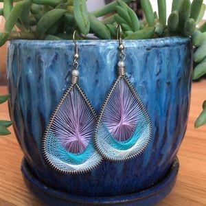 Blue dream catcher earrings